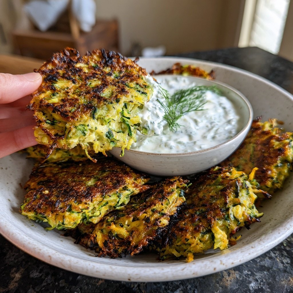 Zucchini Fritters with Tzatziki