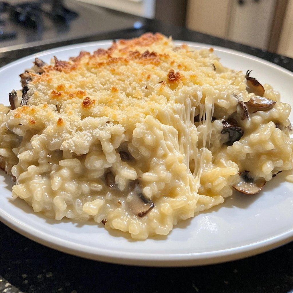 Oven-Baked Risotto with Mushrooms and Parmesan