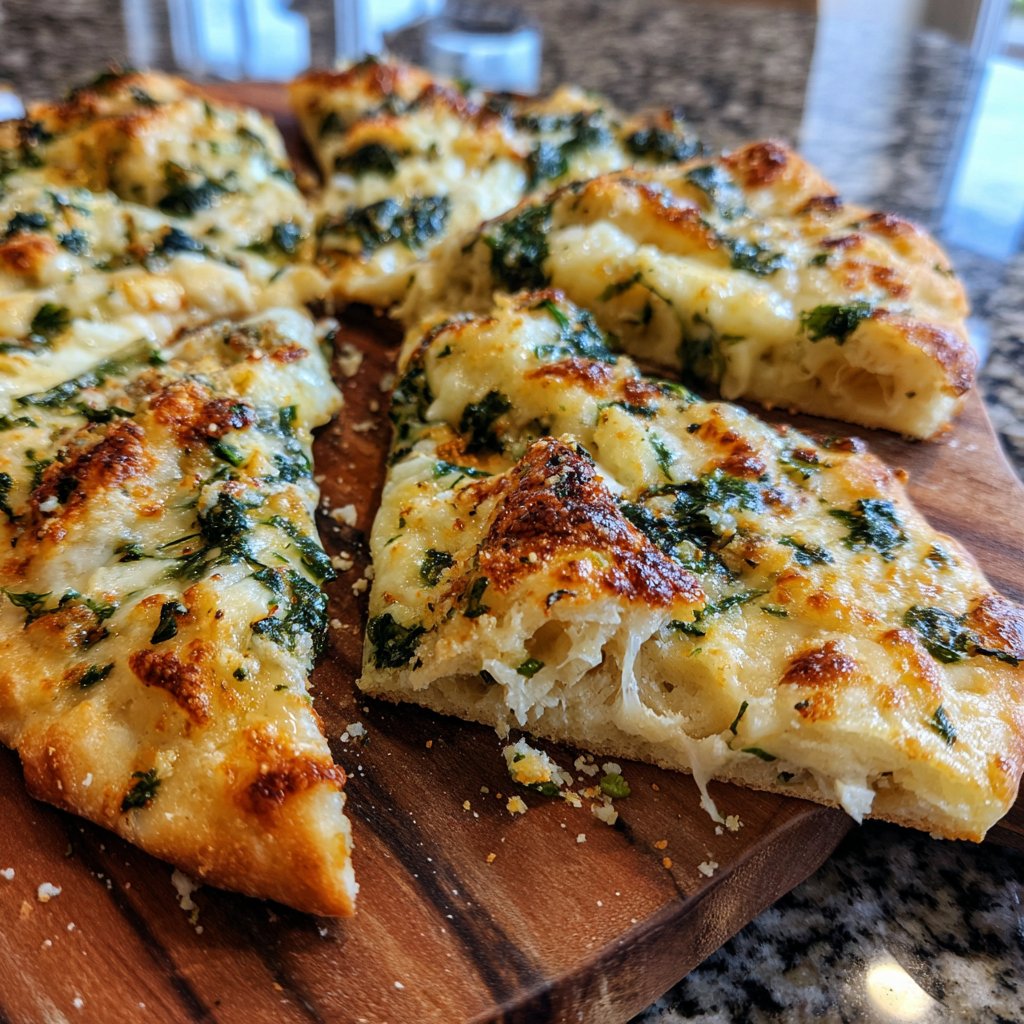 Garlicky Spinach Flatbread Snacks