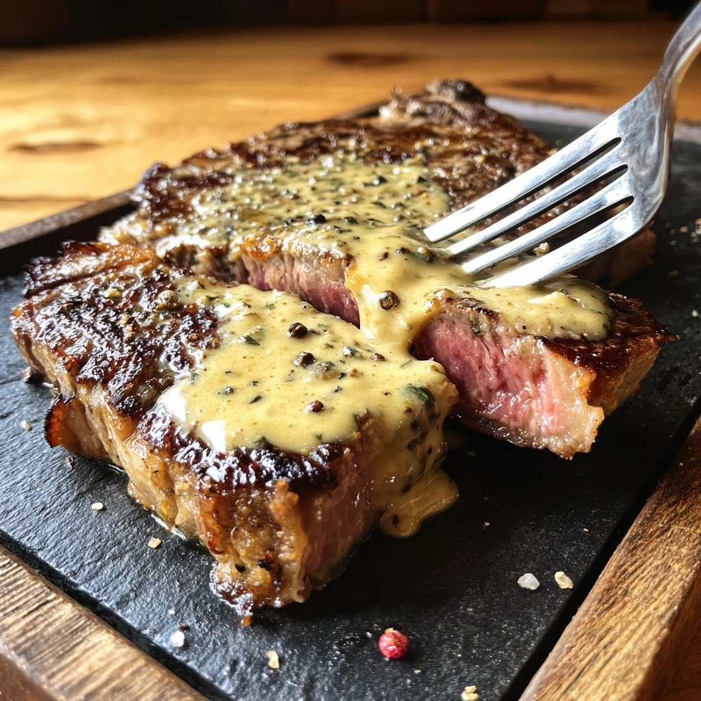 Steak with Bourbon Garlic Cream