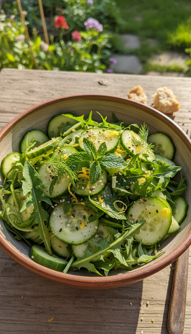 Cucumber Dandelion Salad Refreshment