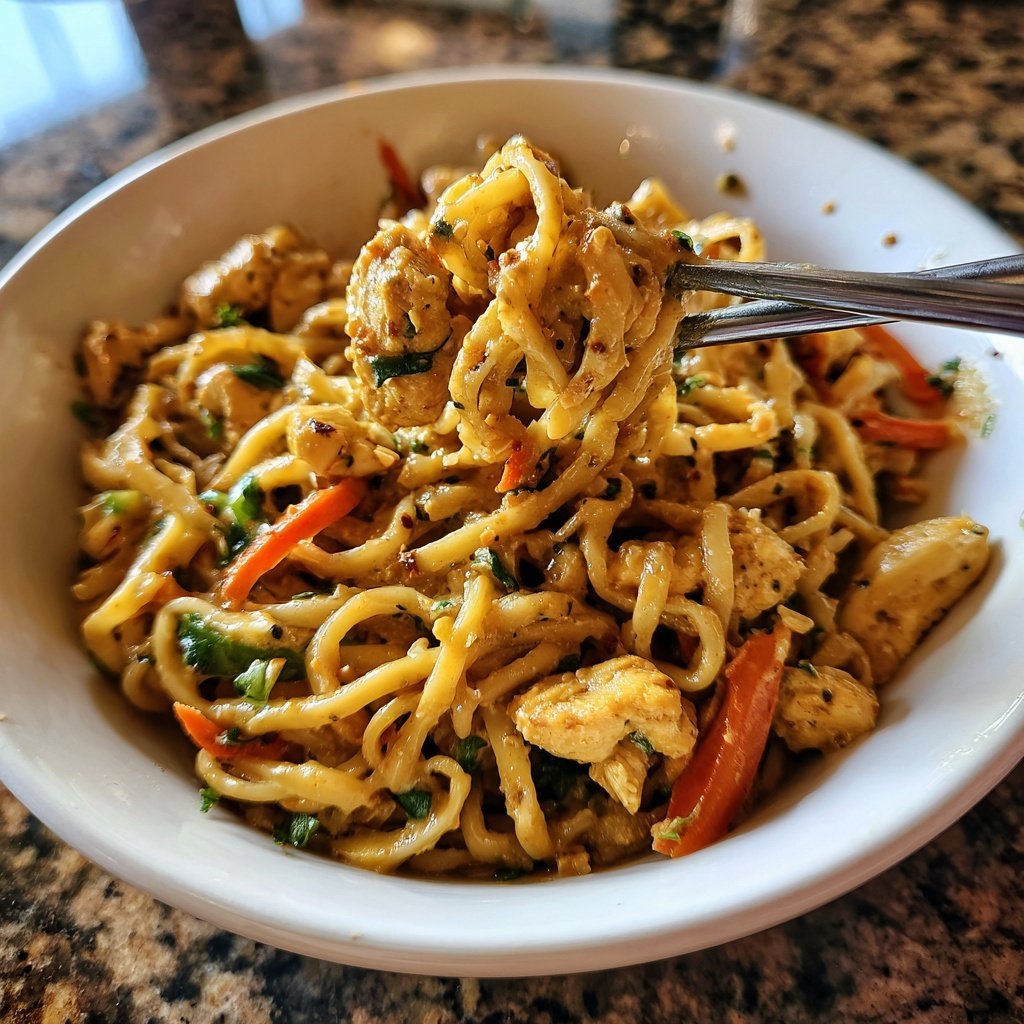 Thai Peanut Chicken Noodles Bowl