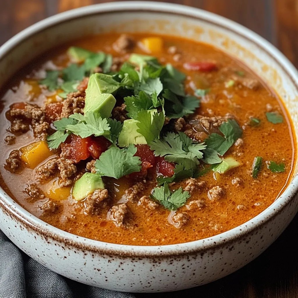 Creamy Cheesy Ground Beef Taco Soup