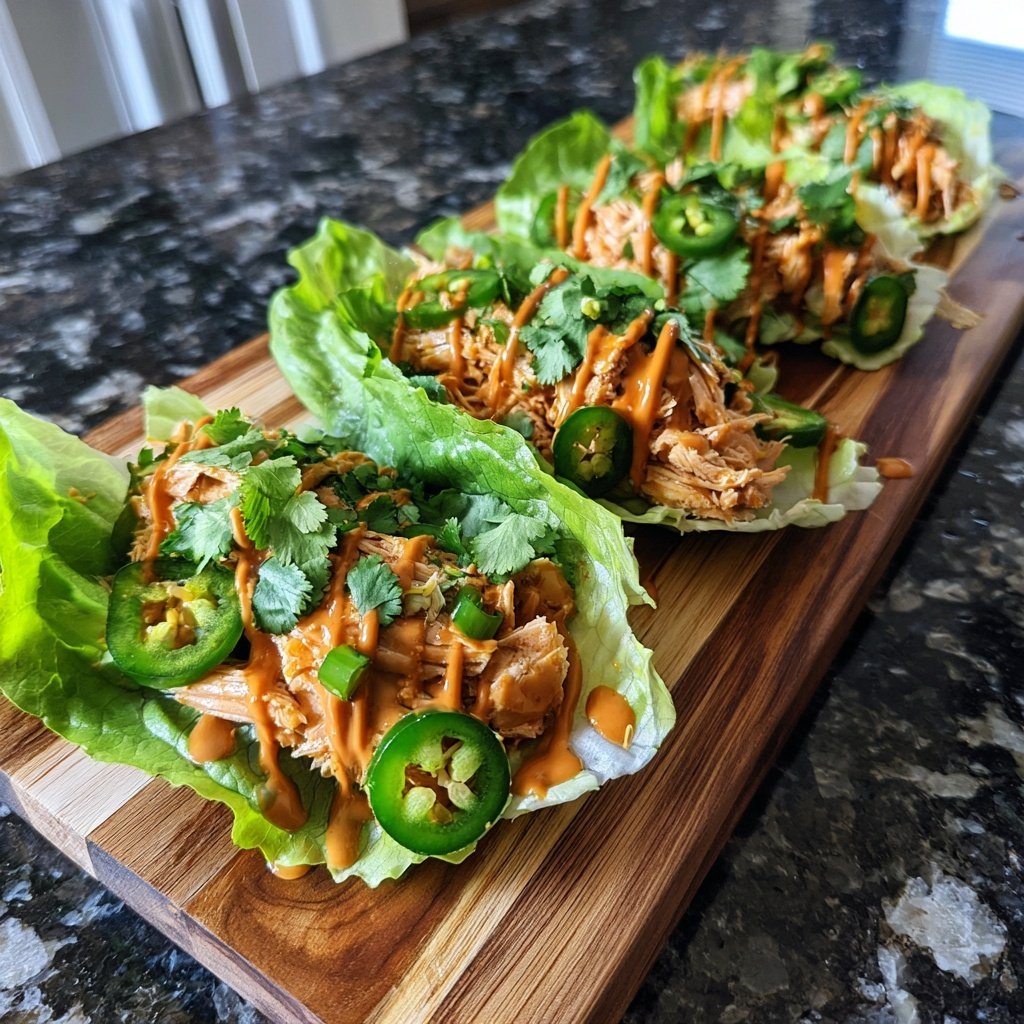 Spicy Peanut Salmon Lettuce Wraps