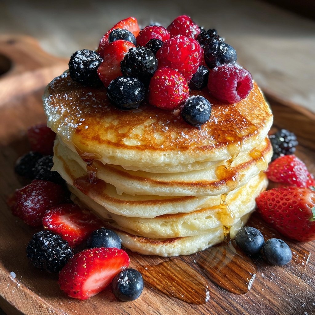 Lemon Ricotta Pancakes with Berries
