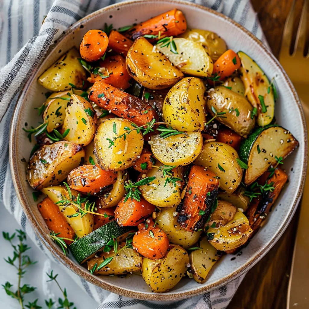 Garlic Herb Roasted Potatoes, Carrots, and Zucchini