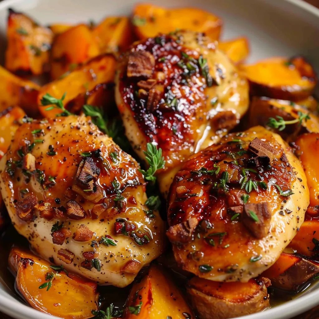 Maple Glazed Chicken with Roasted Sweet Potatoes