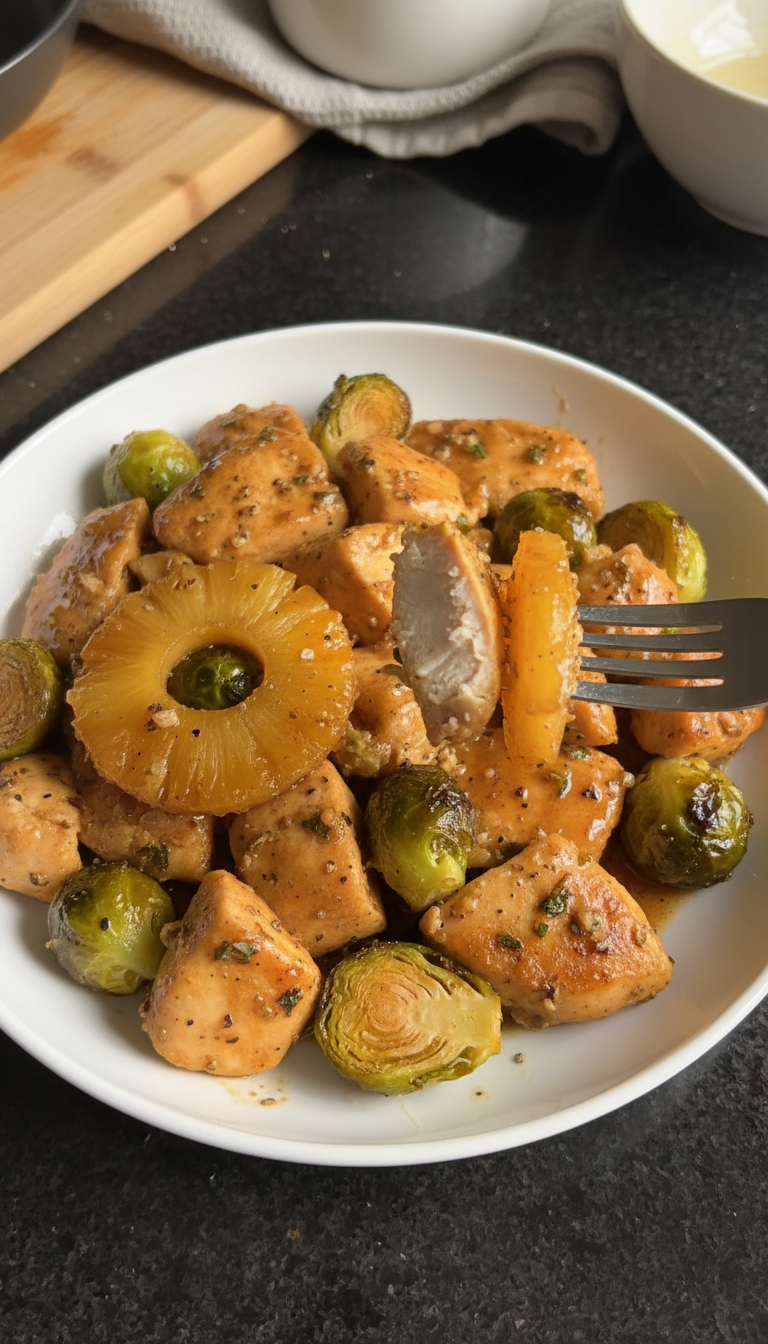 Pineapple and Brussels Sprout Chicken