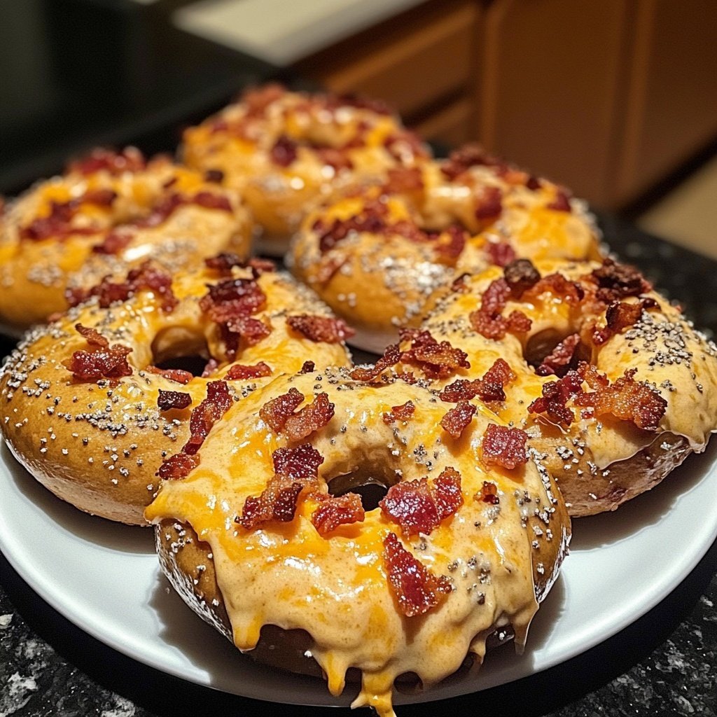 Creamy Bacon Cheddar Bagels