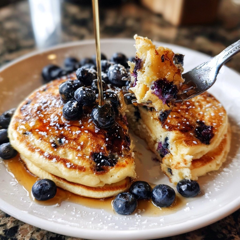 Blueberry Swirl Ricotta Pancakes for Brunch​