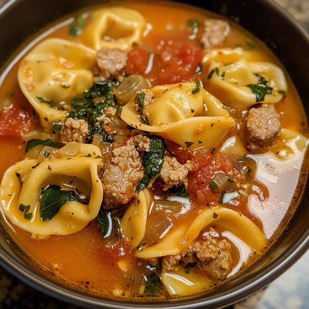 Spicy Tortellini Soup w/ Spicy Italian Sausage