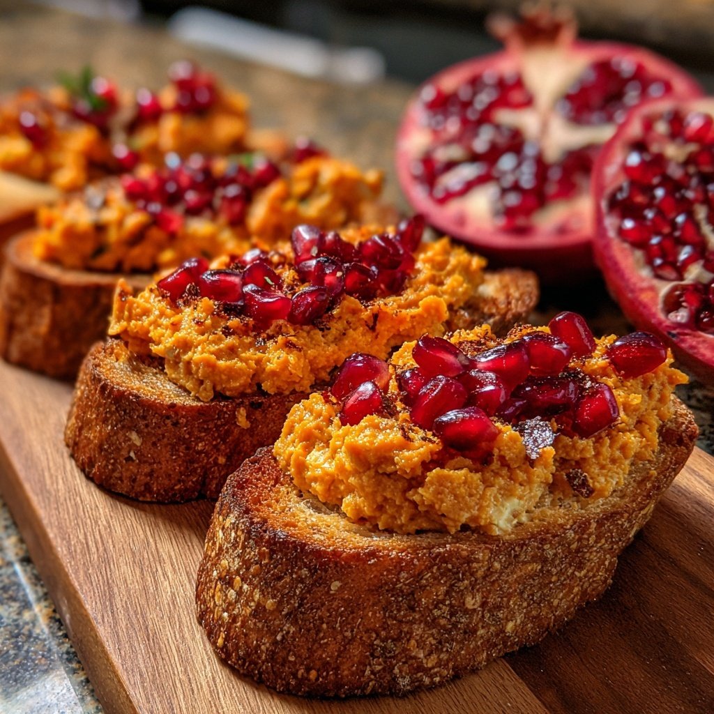 Sweet Potato Pomegranate Crostini