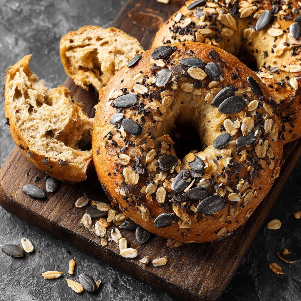 Protein Bagels with Sunflower Seeds Crunch