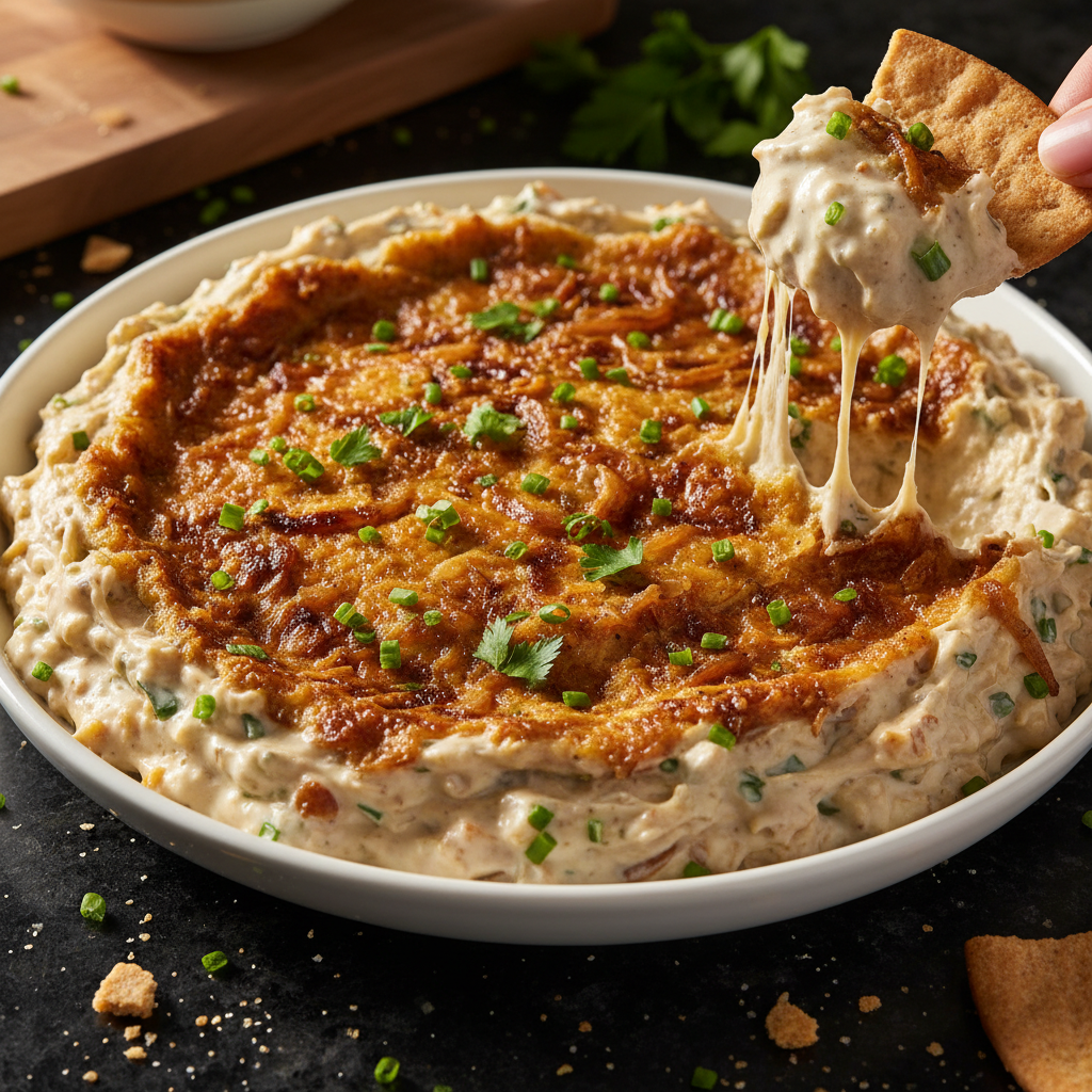 Caramelized Onion Dip with Crackers