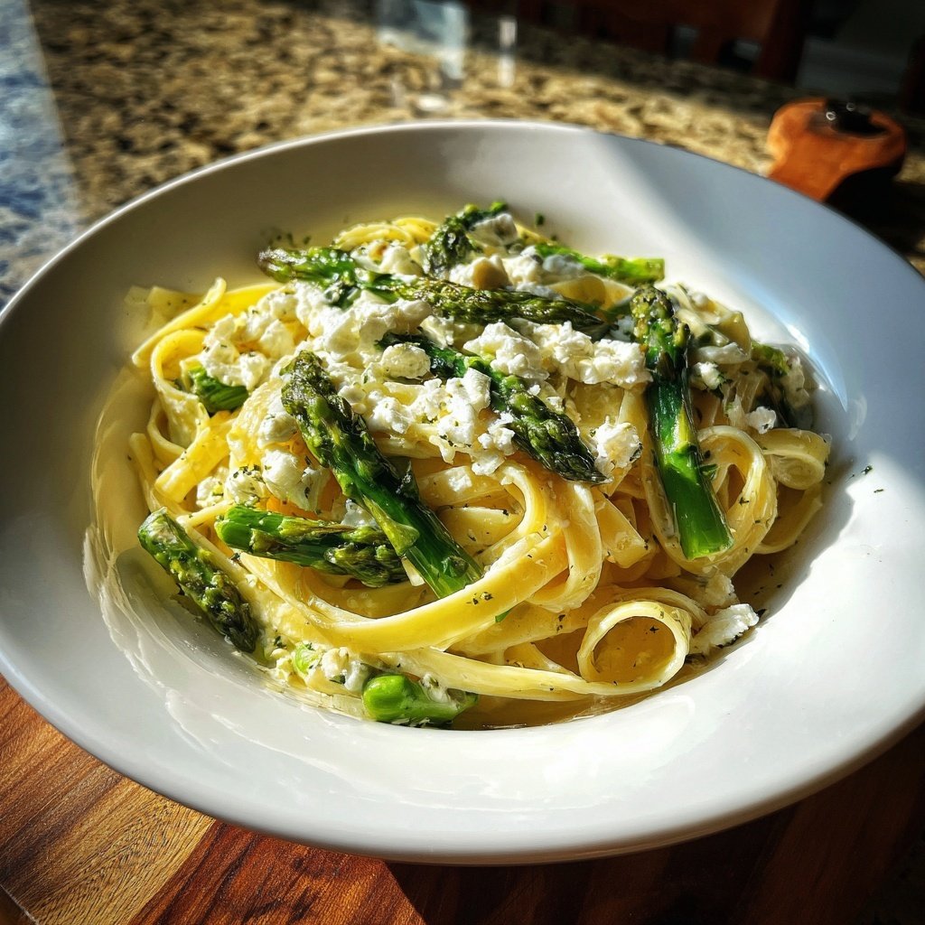 Asparagus and Goat Cheese Fettuccine